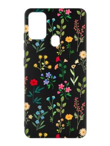 Матовий чорний чохол на Samsung Galaxy M30s/M21 :: Квітковий фон (принт 269)