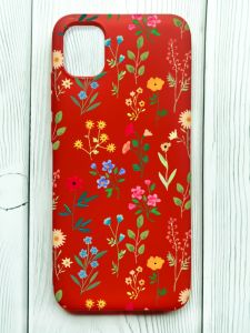 Матовий червоний чохол на Samsung Galaxy A04E/A042 :: Квітковий фон (принт 269)