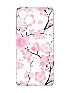 Прозорий чохол із захистом камер на iPhone 15 Plus :: Квітуча сакура (принт 282)