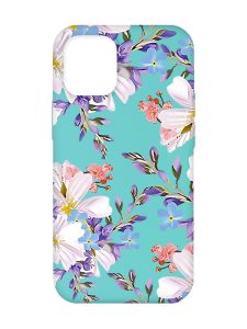 Матовий бірюзовий чохол на Apple iPhone 12/12 Pro (6.1) :: Квітковий малюнок (принт 272)