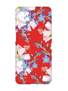 Матовий червоний чохол на Samsung Galaxy A12 :: Квітковий малюнок (принт 272)