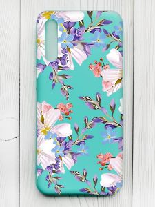 Матовий бірюзовий чохол на Samsung Galaxy A50 (2019) A505/A30s :: Квітковий малюнок (принт 272)