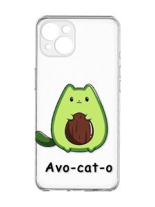 Прозорий чохол із захистом камер на iPhone 15 Plus :: Котик Авокадо (принт 306)