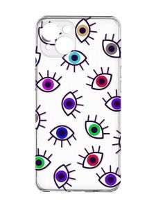 Прозорий чохол із захистом камер на iPhone 15 Plus :: Різнокольорові очі (принт 336)