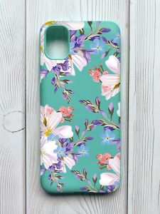 Матовий бірюзовий чохол на Samsung Galaxy A04E / A042 :: Квітковий малюнок (принт 272)