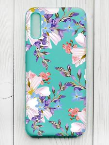 Матовий бірюзовий чохол на Xiaomi Redmi 9А :: Квітковий малюнок (принт 272)