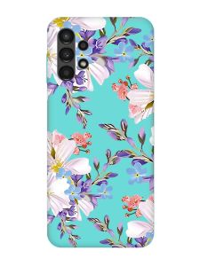 Матовий бірюзовий чохол на Samsung Galaxy A13 4G :: Квітковий малюнок (принт 272)