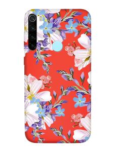 Матовий червоний чохол на Xiaomi Redmi Note 8T :: Квітковий малюнок (принт 272)