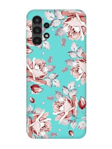 Матовий бірюзовий чохол на Samsung Galaxy A13 4G :: Фон Троянди (принт 273)