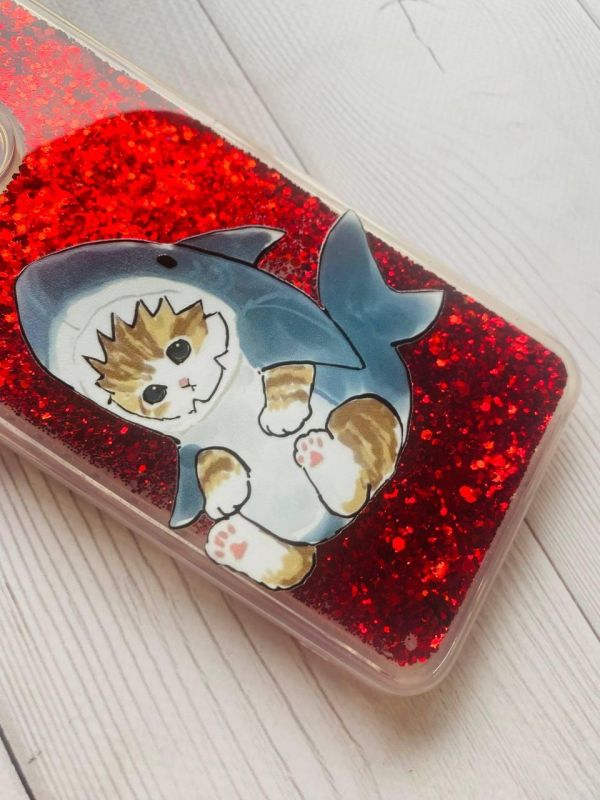 Чохол з плаваючими блискітками Samsung Galaxy A12 Червоний :: Кошеня (принт 120)