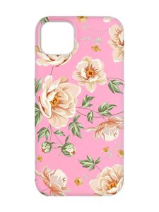 Матовий рожевий чохол на  Apple iPhone 14 :: Квіти пастельні (принт 277)