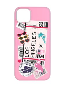 Матовий рожевий чохол на  Apple iPhone 14 :: Подорожі. Лос-Анджелес (принт 328)