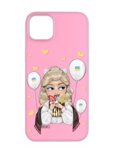 Матовий рожевий чохол на  Apple iPhone 14 :: Українка з солодощами (патріотичний принт 175)