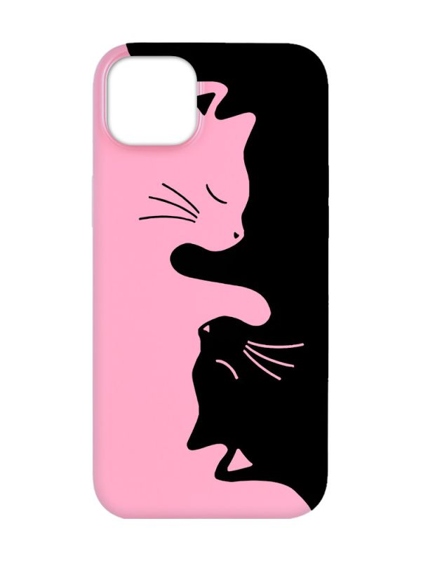 Матовий рожевий чохол на  Apple iPhone 14 :: Котики (принт 118)