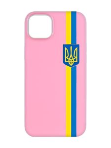 Матовий рожевий чохол на  Apple iPhone 14 :: Стрічка Україна (патріотичний принт 253)