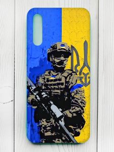 Матовий чохол з бірюзовими боками на Samsung Galaxy A50 (2019) A505/A30s :: Солдат (патріотичний принт 350)
