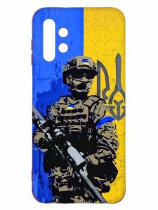 Матовий чохол з червоними боками на Samsung A13 4G :: Солдат (патріотичний принт 350)