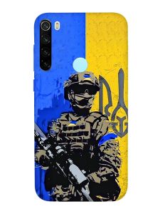 Матовий чохол з червоними боками на Xiaomi Redmi Note 8T :: Солдат (патріотичний принт 350)