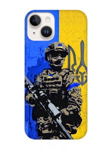 Матовий чохол з чорними боками на Apple iPhone 14 :: Солдат (патріотичний принт 350)
