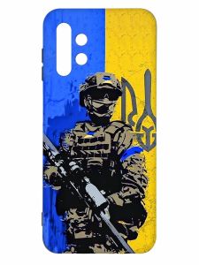 Матовий чохол з чорними боками на Samsung Galaxy A13 4G :: Солдат (патріотичний принт 350)