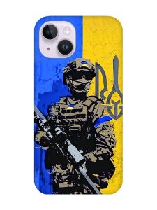 Чохол із захистом камери на iPhone 14 :: Солдат (патріотичний принт 350)