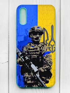 Матовий чохол з бірюзовими боками на Xiaomi Redmi 9А :: Солдат (патріотичний принт 350)