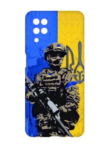 Матовий чохол з рожевими боками на Samsung Galaxy A12 :: Солдат (патріотичний принт 350)