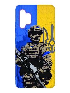 Матовий чохол з рожевими боками на Samsung Galaxy A32 :: Солдат (патріотичний принт 350)