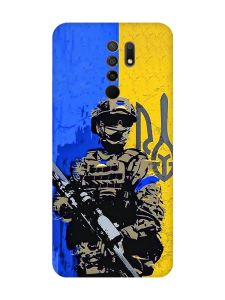 Матовий чохол з червоними боками на Xiaomi Redmi 9 :: Солдат (патріотичний принт 350)