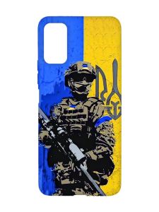 Матовий чохол з червоними боками на Xiaomi Redmi Note 11 4G :: Солдат (патріотичний принт 350)