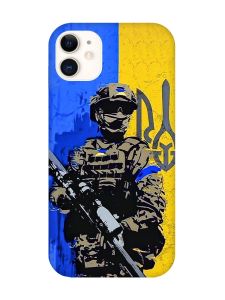 Матовий чохол з бірюзовими боками на Apple iPhone 11 (6.1) :: Солдат (патріотичний принт 350)