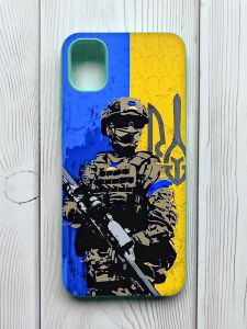 Матовий чохол з бірюзовими боками на Samsung Galaxy A04E / A042 :: Солдат (патріотичний принт 350)