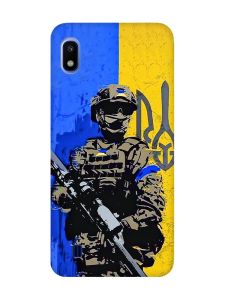 Матовий чохол з рожевими боками на Samsung Galaxy A10 (2019) A105 :: Солдат (патріотичний принт 350)