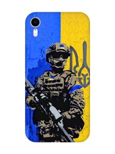Матовий чохол з червоними боками на Apple iPhone XR :: Солдат (патріотичний принт 350)