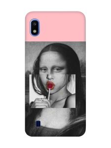 Матовий рожевий чохол на Samsung Galaxy A10 (2019) A105 :: Сучасна Мона Ліза (принт 351)