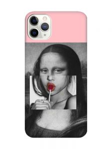 Матовий рожевий чохол на iPhone 11 Pro Max (6.5) :: Сучасна Мона Ліза (принт 351)