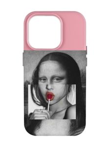 Матовий рожевий чохол на Apple iPhone 14 Pro Max :: Сучасна Мона Ліза (принт 351)