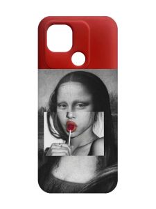 Матовий червоний чохол на Xiaomi Redmi 10C :: Сучасна Мона Ліза (принт 351)