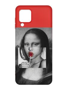 Матовий червоний чохол на Samsung Galaxy M32/A22/M22 4G :: Сучасна Мона Ліза (принт 351)