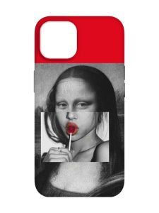 Матовий червоний чохол на Apple iPhone 14 :: Сучасна Мона Ліза (принт 351)