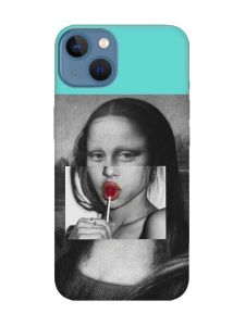 Матовий бірюзовий чохол на Apple iPhone 13 :: Сучасна Мона Ліза (принт 351)