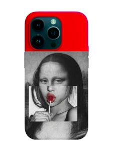 Матовий червоний чохол на Apple iPhone 14 Pro :: Сучасна Мона Ліза (принт 351)