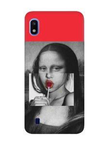 Матовий червоний чохол на Samsung Galaxy A10 (2019) A105 :: Сучасна Мона Ліза (принт 351)