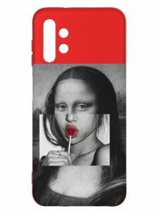 Матовий червоний чохол на Samsung A13 4G :: Сучасна Мона Ліза (принт 351)