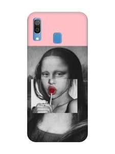 Матовий рожевий чохол на Samsung Galaxy A30 (2019) / A20 (2019) :: Сучасна Мона Ліза (принт 351)