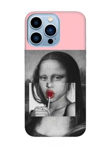 Матовий рожевий чохол на Apple iPhone 13 Pro Max :: Сучасна Мона Ліза (принт 351)