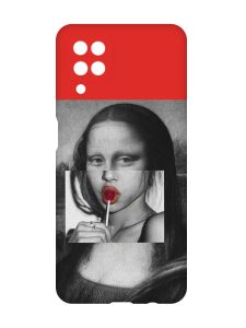 Матовий червоний чохол на Samsung Galaxy A12 :: Сучасна Мона Ліза (принт 351)