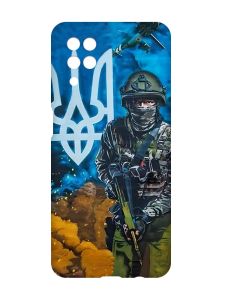 Матовий чохол з рожевими боками на Samsung Galaxy A12 :: Військовий (патріотичний принт 349)