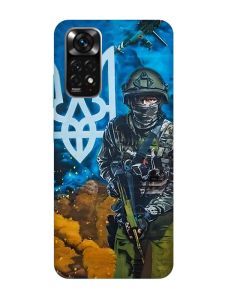 Матовий чохол з бірюзовими боками на Xiaomi Redmi Note 11 :: Військовий (патріотичний принт 349)