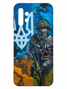 Матовий чохол з червоними боками на Samsung A13 4G :: Військовий (патріотичний принт 349)